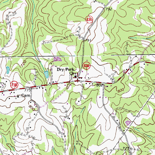 Topographic Map of Dry Fork Church, VA