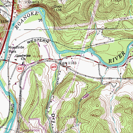 Topographic Map of Dry Hollow, VA
