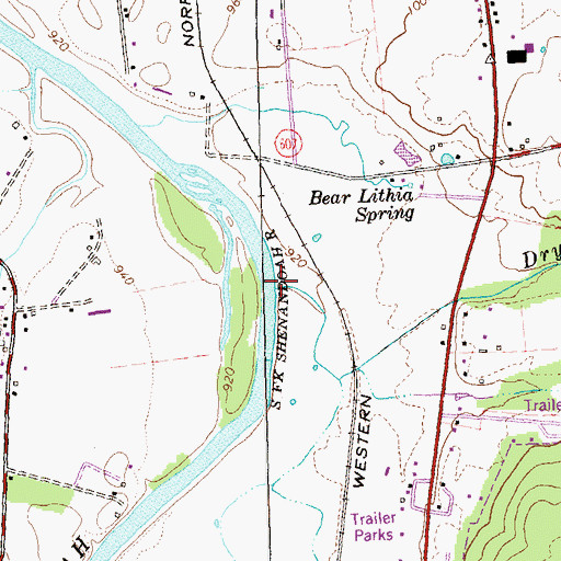 Topographic Map of Dry Run, VA