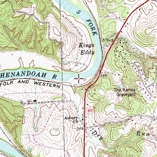 Topographic Map of Dry Run, VA