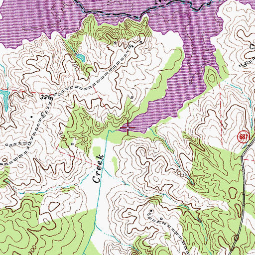 Topographic Map of Duckinghoe Creek, VA