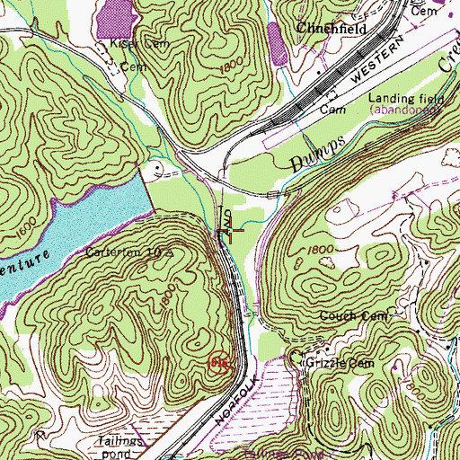 Topographic Map of Dumps Creek, VA