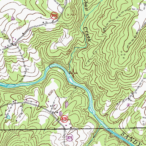 Topographic Map of Dunbar Creek, VA