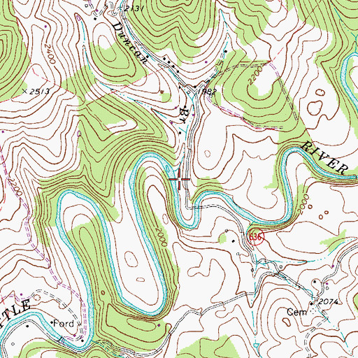 Topographic Map of Duncan Branch, VA