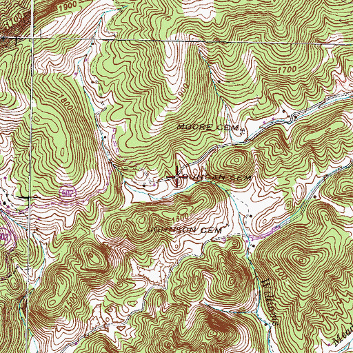 Topographic Map of Duncan Cemetery, VA