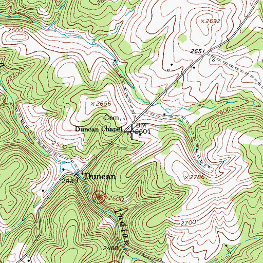 Topographic Map of Duncan Chapel Church, VA