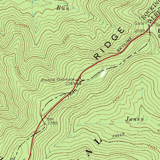 Topographic Map of Dundo Overlook, VA