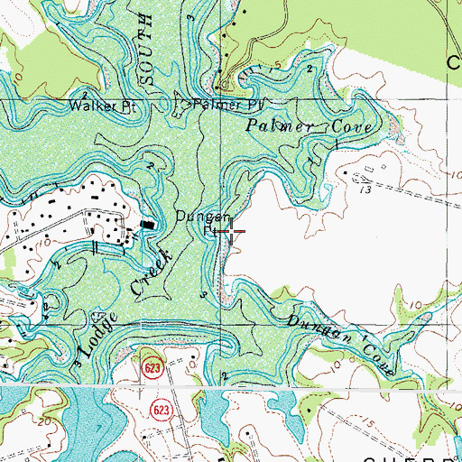 Topographic Map of Dungan Point, VA