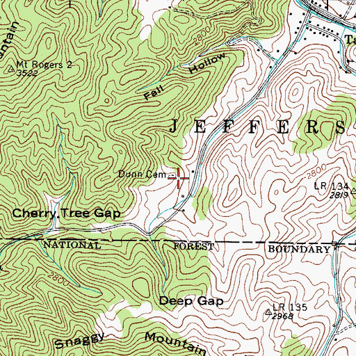 Topographic Map of Dunn Cemetery, VA