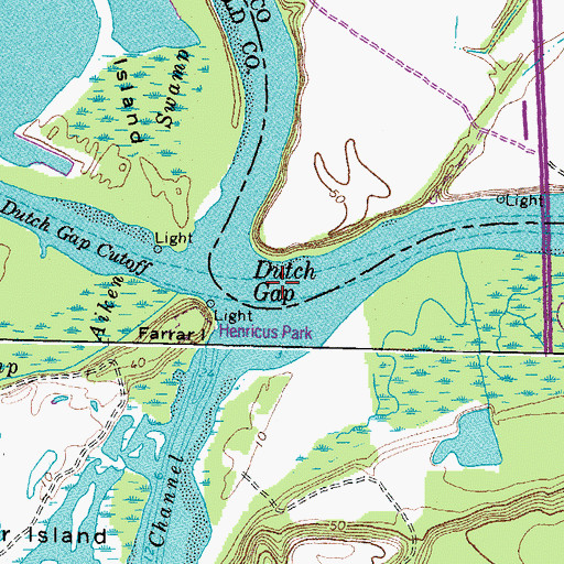 Topographic Map of Dutch Gap, VA