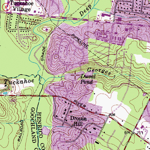 Topographic Map of Duval Pond, VA