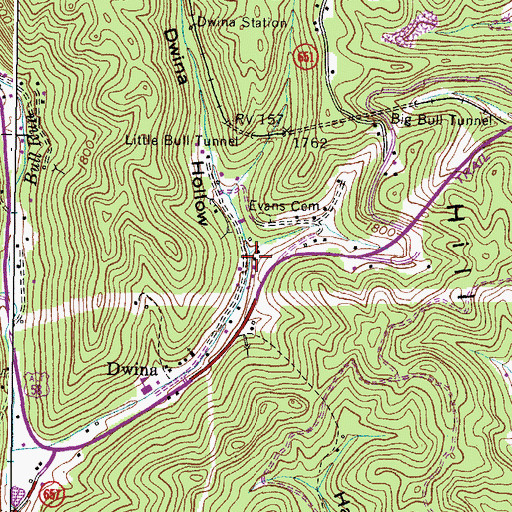 Topographic Map of Dwina Hollow, VA