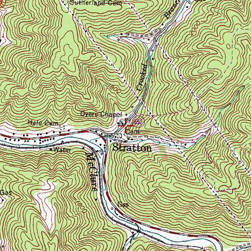 Topographic Map of Dyers Chapel, VA