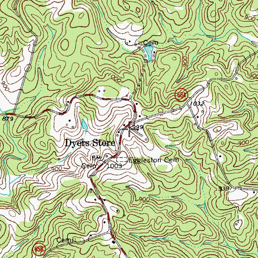 Topographic Map of Dyers Store, VA
