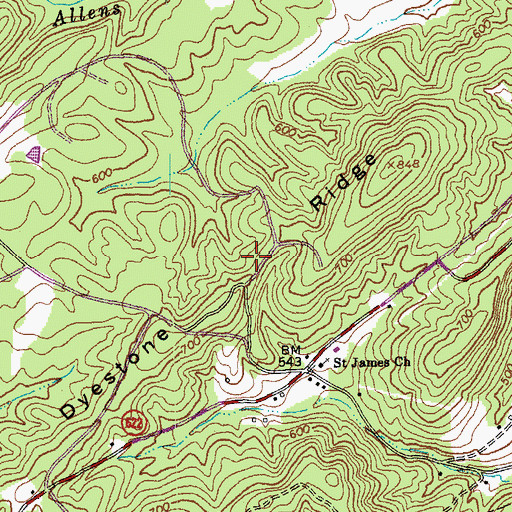 Topographic Map of Dyestone Ridge, VA