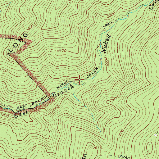 Topographic Map of East Branch Naked Creek Trail, VA