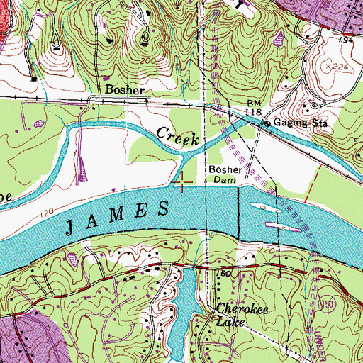 Topographic Map of East Branch Tuckahoe Creek, VA