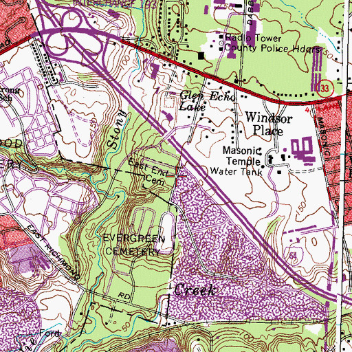 Topographic Map of East End Cemetery, VA