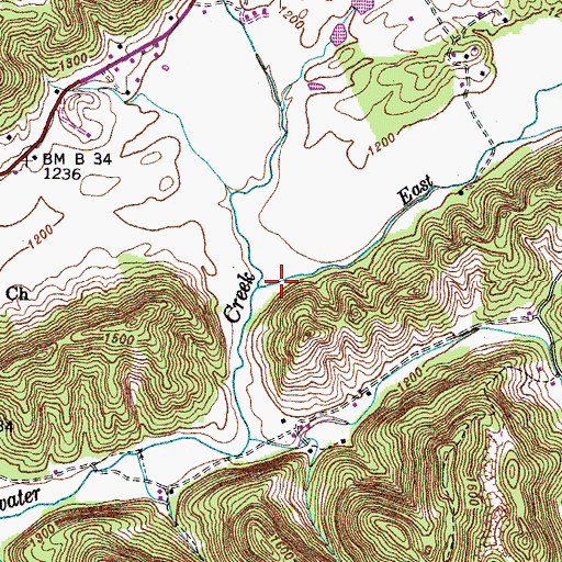 Topographic Map of East Fork Blackwater Creek, VA