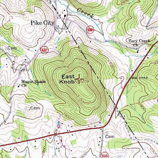 Topographic Map of East Knob, VA