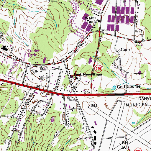 Topographic Map of East New Hope Baptist Church, VA