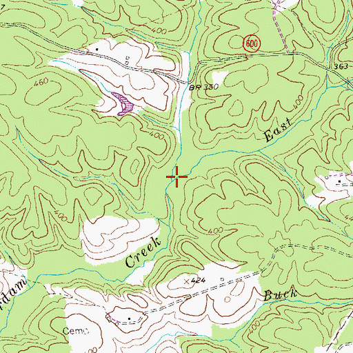 Topographic Map of East Prong Beaverdam Creek, VA