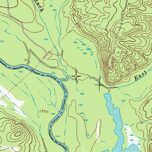 Topographic Map of East Sappony Creek, VA
