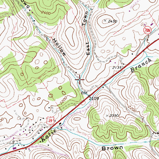 Topographic Map of East Town Hollow, VA