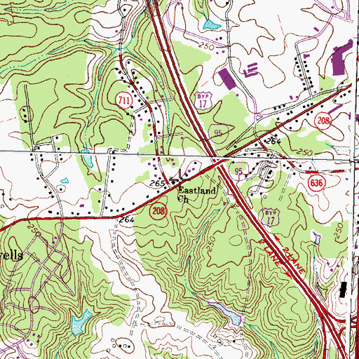 Topographic Map of Eastland Church, VA