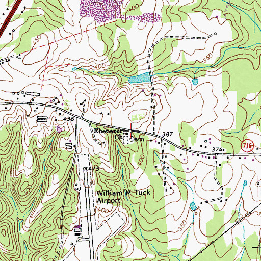 Topographic Map of Ebenezer Church, VA