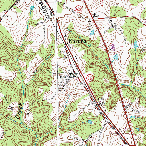 Topographic Map of Ebenezer Church, VA