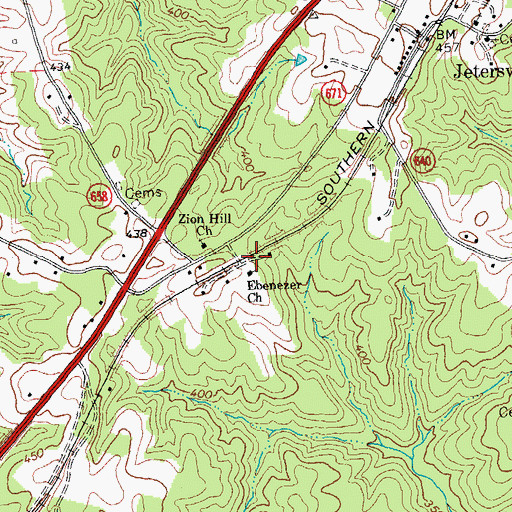 Topographic Map of Ebenezer Church, VA