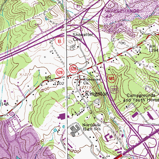 Topographic Map of Ebenezer Church, VA