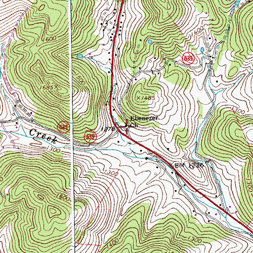 Topographic Map of Ebenezer Church, VA