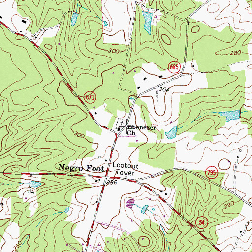 Topographic Map of Ebenezer Church, VA