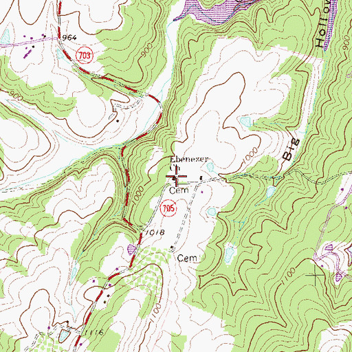 Topographic Map of Ebenezer Church, VA