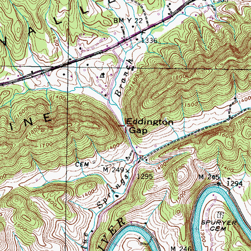 Topographic Map of Eddington Gap, VA