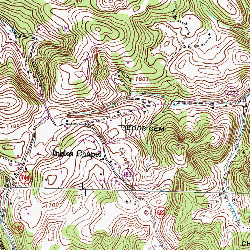 Topographic Map of Edds Cemetery, VA