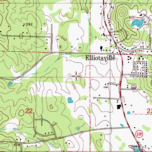 Topographic Map of Willow Glen, AL