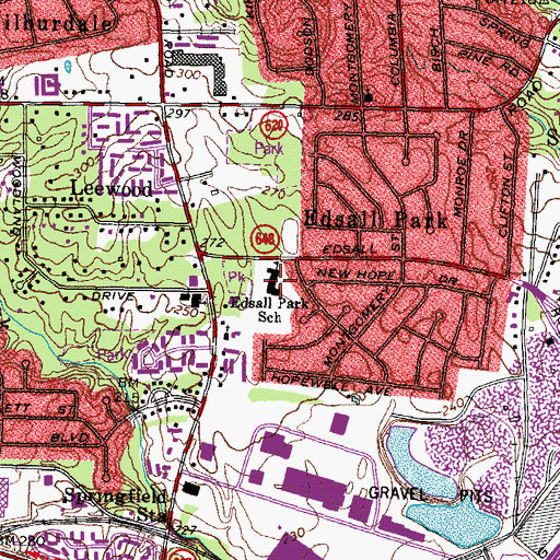Topographic Map of Edsall Park Center, VA