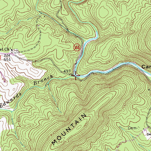 Topographic Map of Edwards Branch, VA