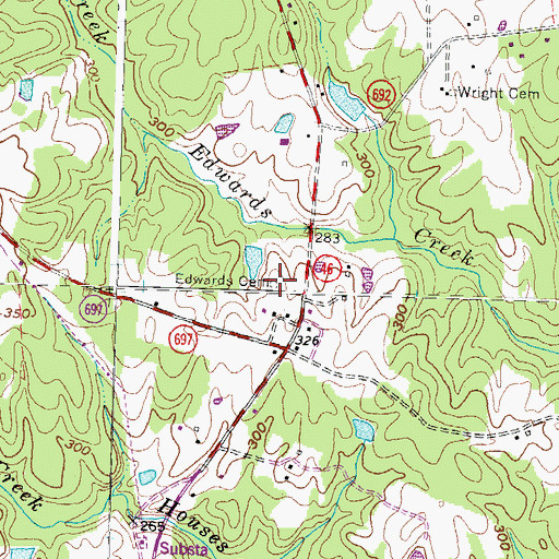 Topographic Map of Edwards Cemetery, VA