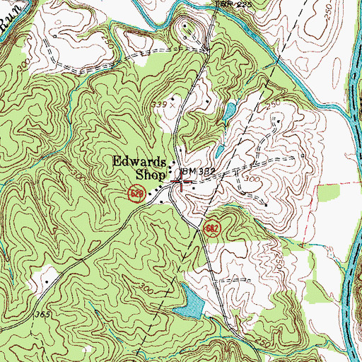 Topographic Map of Edwards Shop, VA