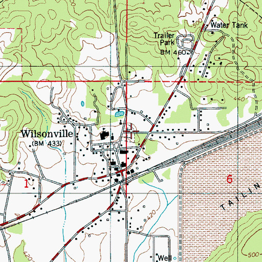 Topographic Map of Wilsonville Cemetery, AL