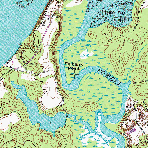 Topographic Map of Eelbank Point, VA