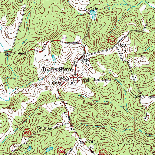 Topographic Map of Eggleston Cemetery, VA