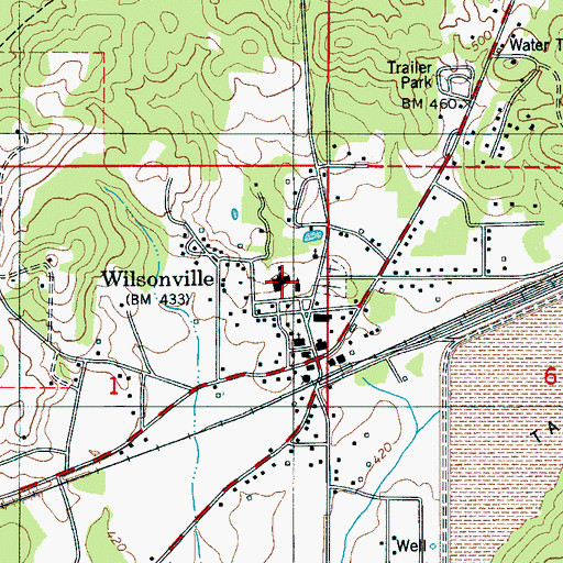 Topographic Map of Wilsonville Elementary School, AL