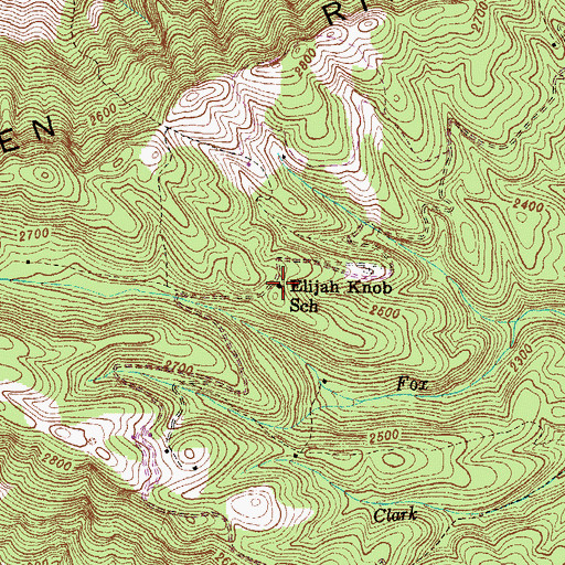 Topographic Map of Elijah Knob School, VA