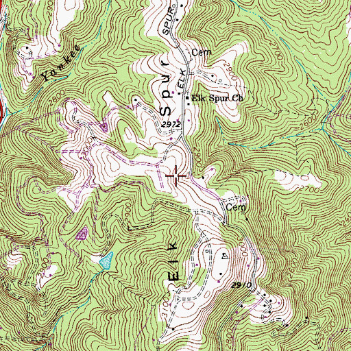 Topographic Map of Elk Spur, VA