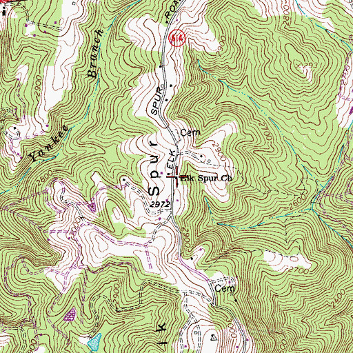 Topographic Map of Elk Spur Church, VA